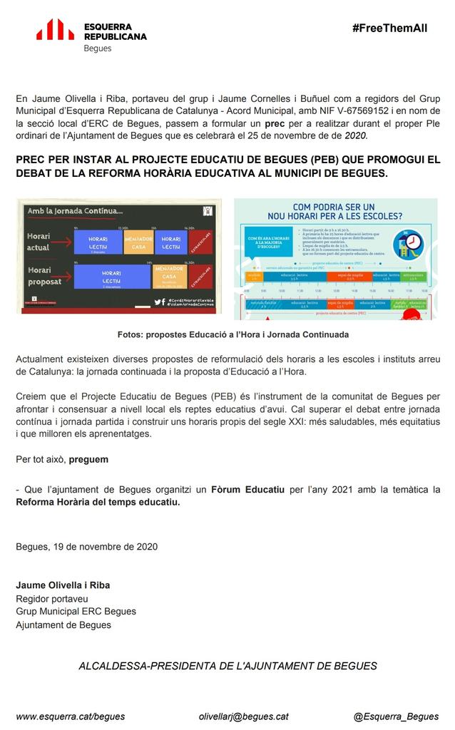 Esquerra_Begues's tweet photo. 🙋♂️🙋🏾♀️Apostem pq en el proper Fòrum Educatiu del @GrupImpulsorPEB de l'@ajbegues el centre d'interès sigui la reforma horària educativa #Begues #Baixllobregat #RepensemBegues #EducacióAlhora #JornadaContinuada
📎https://t.co/XEYtDGB7HV
📎 https://t.co/Fs53BNO9Y0 https://t.co/x0nhBIZF00
