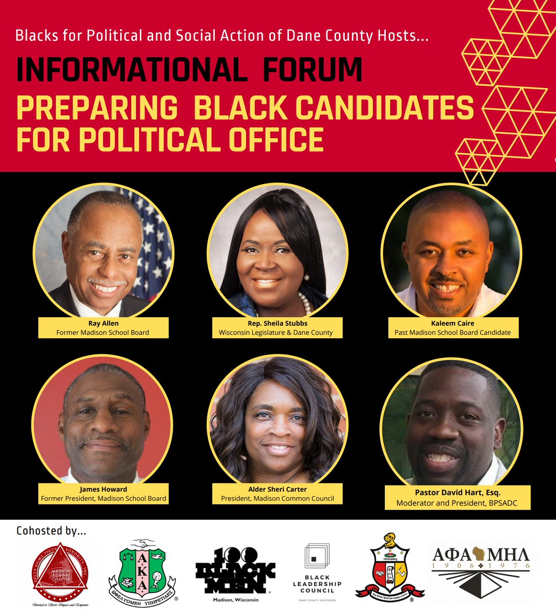 On Friday, 27 November from 6  to 8:30 p.m., Blacks for Political and Social Action of Dane County will host an online informational forum. To join the forum via zoom, visit: bit.ly/BPSADC-PREP2020