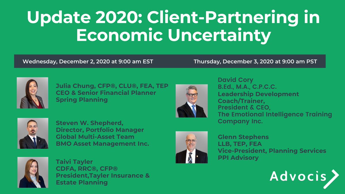Advocis's tweet photo. Register now for one of two nationwide Update 2020 webinars this year. As a benefit of membership, you are entitled to attend this webinar at a discounted rate of $125.00 per ticket ($200 per ticket for non-members).
https://t.co/sCLuq5iXsq https://t.co/8nmQ2vWRLv