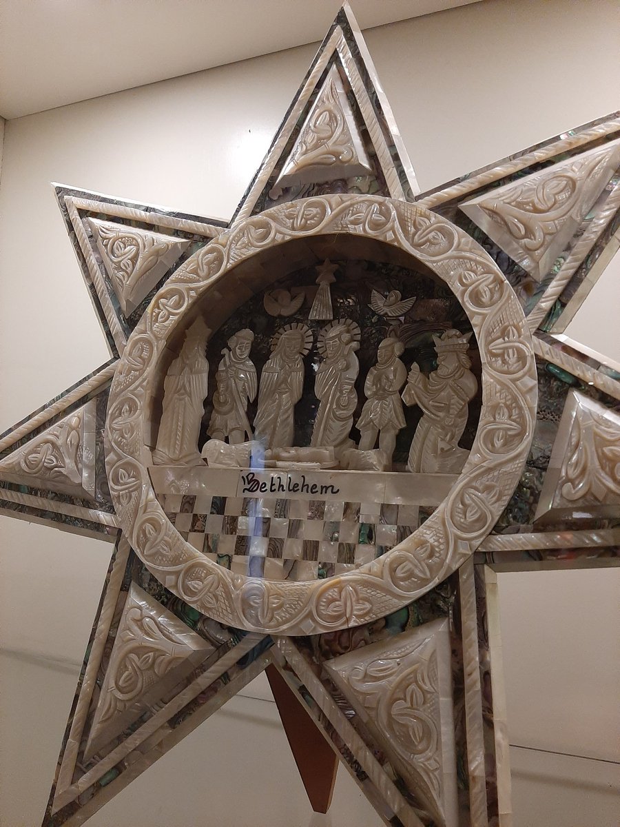 RamziMaaytah's tweet photo. As the happy holiday season, Christmas &amp; #ThanksgivingDay nears a #nativity star made by #Palestinian Arab #artizans from #Bethlehem adorn #Amman #Orthodox club gate reminds us of our heritage  peace and holy sites engraved in motherpearl #WorldHeritage #LoveJo #LovePalestine https://t.co/HMcXDeocoE