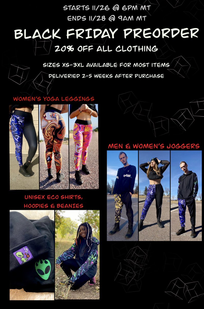 Black Friday Sale STARTS EARLY11/26 6pm MT - 11/28 9AM MTAll clothing is 20% for preorder! Sizes XS-3XL available, read the thread below for all prices & sizes.CyberGlitch is new to my collection (blue items). Every purchase comes with a alien, hope you can spoil yourself