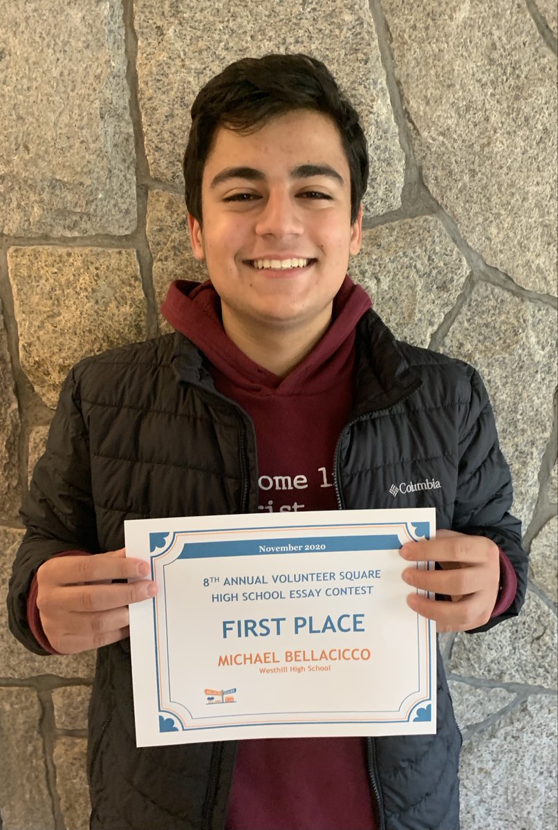 VolunteerSquare's tweet photo. Announcing the winners of the 8th Annual High School Essay Contest! Congratulations, to Michael Bellacicco, Harper Treschuk, and Paige Schrader! https://t.co/ntfGMr131T https://t.co/U61nUpZPsK