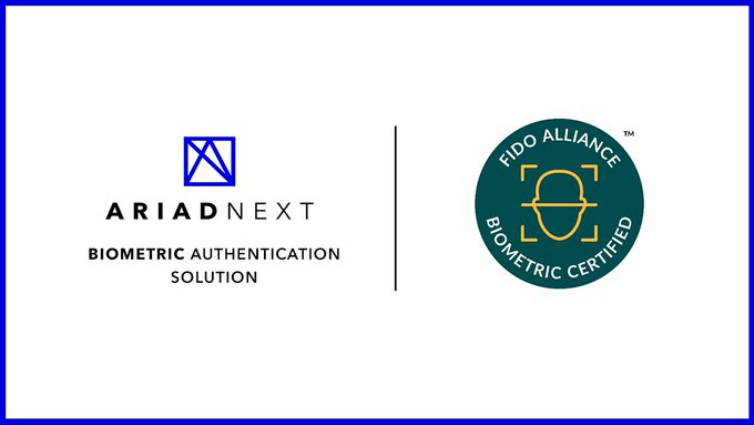 FIDOAlliance's tweet photo. [Press Release] @ARIADNEXT, European leader in remote identification, announced they have achieved FIDO Biometric Component Certification Read the release here: https://t.co/36MJ99iodo; https://t.co/kQDbSHx57q https://t.co/74lHFeJIn2