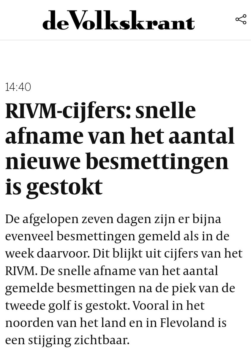 Today, the weekly total of corona infections in the Netherlands turned out to be no lower than the week before. Now it's news that 'the rapid reduction stagnates'.