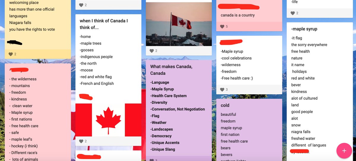 MsColbourne's tweet photo. Today in Social Studies, Grade 6 student's had a great discussion about what shapes Canada's Identity. They then shared their ideas with each other using @padlet ! 
@DDSBatHome5to6 https://t.co/99LPSOSSEZ