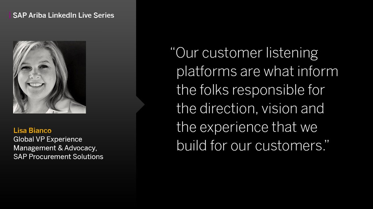 If you missed the incredible conversation with <a href="/SAP/">SAP</a> 's <a href="/GretchenEischen/">Gretchen Eischen</a> and <a href="/NTTDATAServices/">NTT DATA</a>  Jeffrey R Tramel on the importance of customer listening programs, leveraging data and insights based on customer feedback and NTT's journey with <a href="/SAPAriba/">SAP Ariba</a>.

youtube.com/watch?v=Kcz8SW…