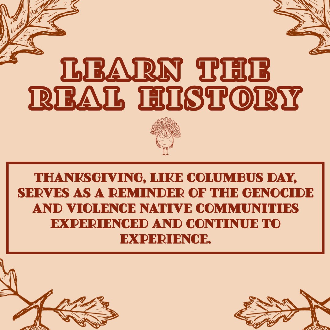 CSUEB_Diversity's tweet photo. #decolonizethanksgiving #CSUEB #DISC #CSUEBDISC https://t.co/JLdb75Rzev