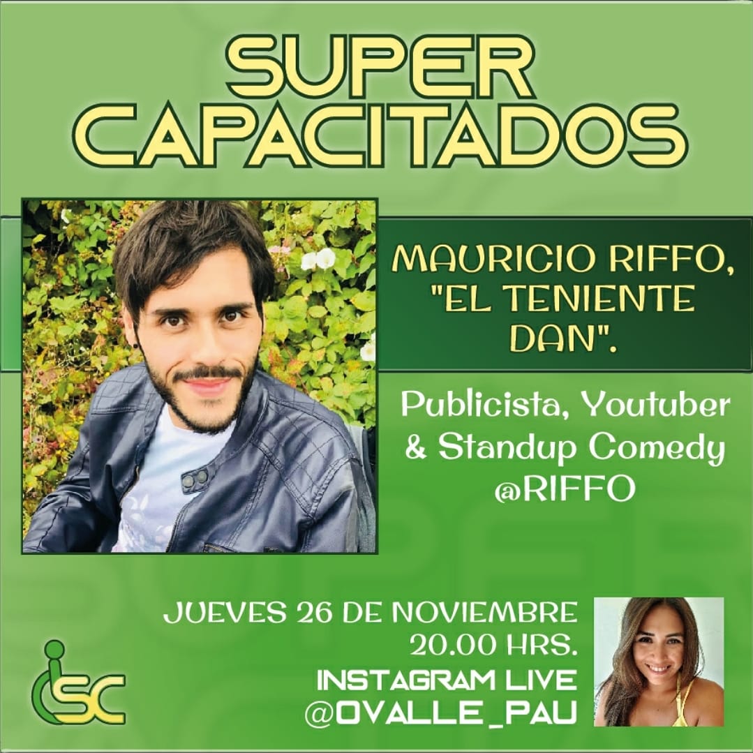 PaulaOvalleTv's tweet photo. "Super Capacitados”, porque la discapacidad no tiene porqué ser siempre grave. 
Cada semana un entrevistado cuya forma de mirar la vida te hará cambiar cómo miras la tuya. 
Instagram Live, Jueves 26 de noviembre. 20.00 horas por @ovalle_pau Gracias por RT!! @MauricioRiffo https://t.co/O7Ohl9Nrqo