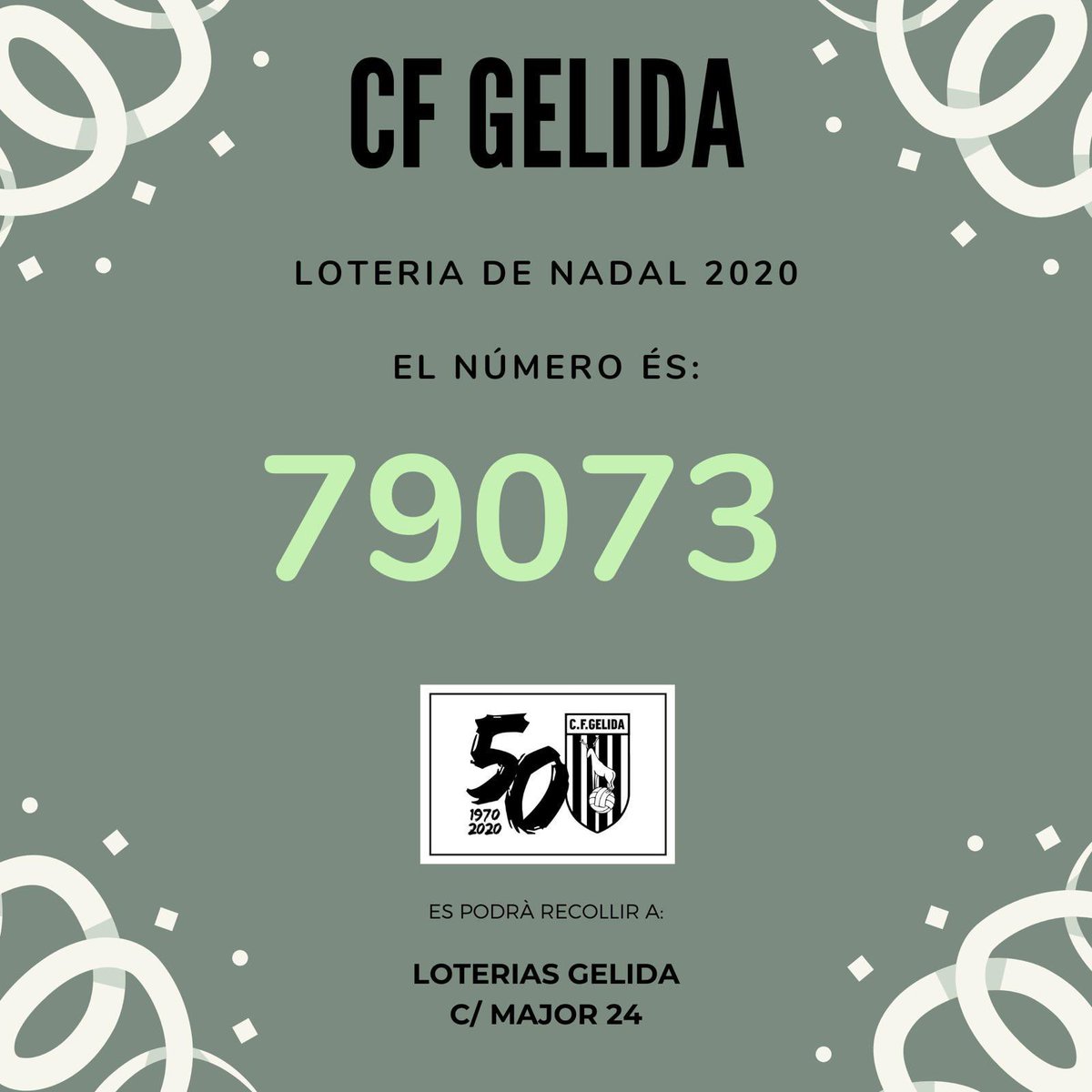 GelidaClub's tweet photo. Hola a tothom!
Us deixem per aquí el número de la loteria de nadal 2020 del @GelidaClub 
Aquest any podeu aconseguir-la a LOTERIAS GELIDA al C/ Major 24 de Gelida.
#somhiverds https://t.co/KLHOzt4EVL