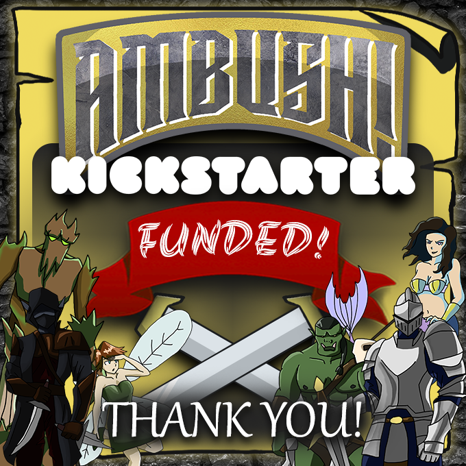 ambushcardgame's tweet photo. We did it! Thank you ALL for your amazing help and support! We couldn't have done it without you! We'll be sure to keep you posted with more Ambush! news as we continue perfecting the game and work on shipping it out for you all to enjoy! https://t.co/eD2HLE8lMq