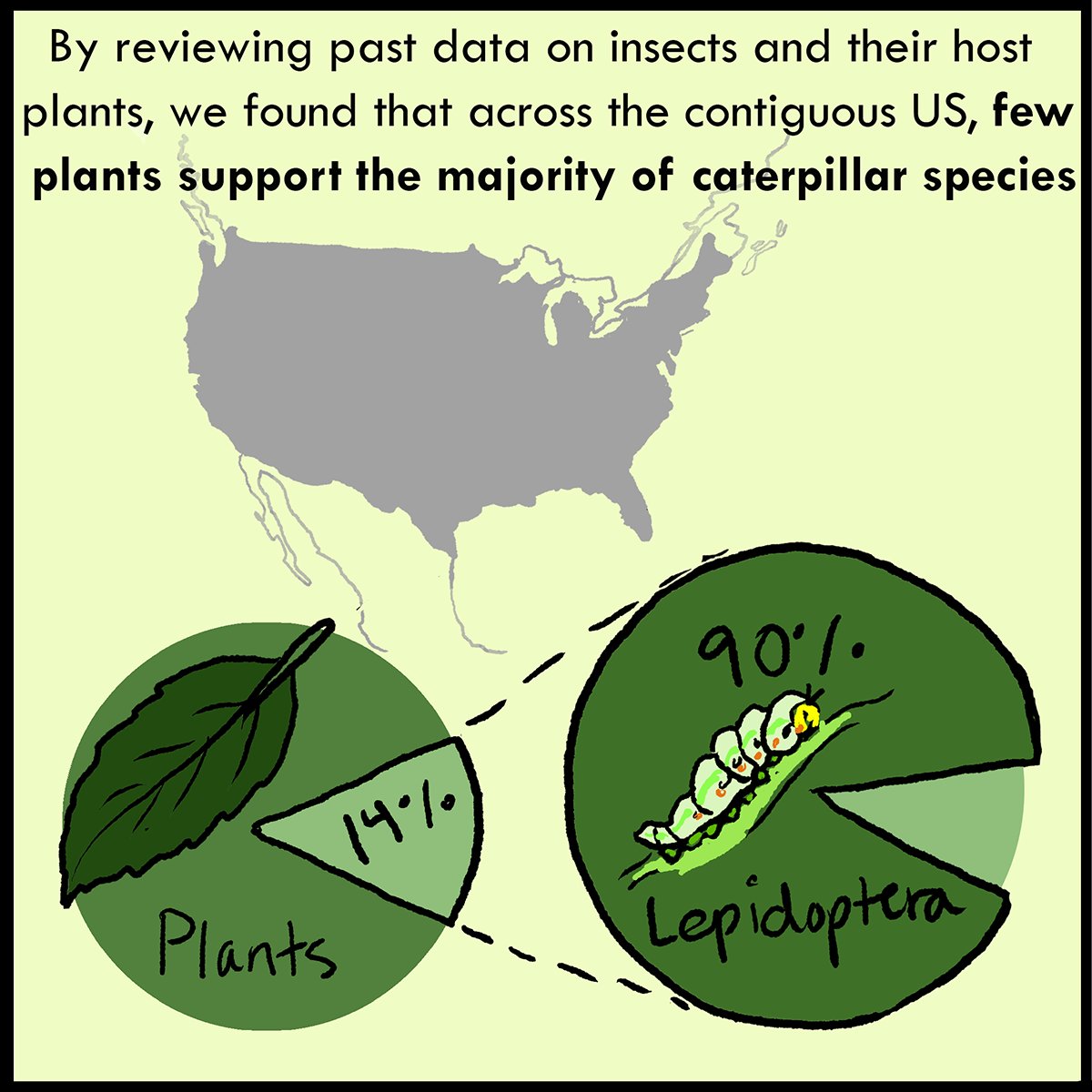 What we found was surprising: across the US, ~14% of plant genera are supporting >90% of Lepidoptera species!Plus, across ecosystems, distributions of interactions were consistently skewed, with few plants supporting the lion’s share of Lepidoptera species in a given region