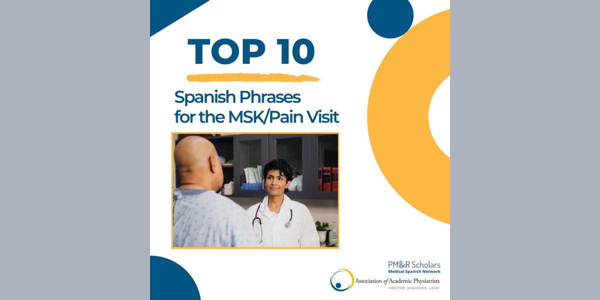 Assoc. of Academic Physiatrists (AAP) (@aaphysiatrists) on Twitter photo Head on over to our IG page to learn basic pain phrases in Spanish brought to us courtesy of <a href="/PmrScholars/">PM&R Scholars</a>! Come on, vámonos! 🌏 🌏 🌏
instagram.com/p/CH78dcCBCjP/
#physiatry #medicalspanish #meded Head on over to our IG page to learn basic pain phrases in Spanish brought to us courtesy of <a href="/PmrScholars/">PM&R Scholars</a>! Come on, vámonos! 🌏 🌏 🌏
instagram.com/p/CH78dcCBCjP/
#physiatry #medicalspanish #meded