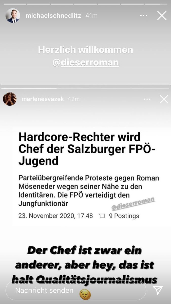 Ein sich selbst klar zu den Identitären Bekennender wird neu in die Landesleitung des RFJ Salzburg gewählt. Generalsekretär Michael Schnedlitz könnte ja an den aufrechten Vorstandsbeschluss erinnern. Stattdessen er eher so: Herzlich Willkommen!