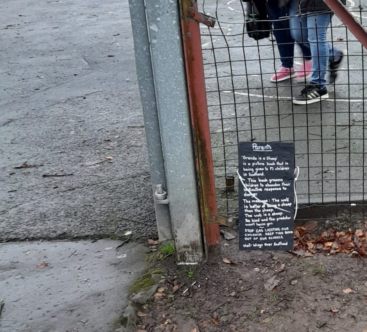 A Glenrothes school, Fife :  #womenwontwheest One for all the parents finding 'Brenda is a Sheep' books in their primary school children's bookbags this week, when we all know Brenda is a wolf, and always will be a wolf.  https://www.spiked-online.com/2020/11/19/beware-trans-ideas-in-sheeps-clothing/