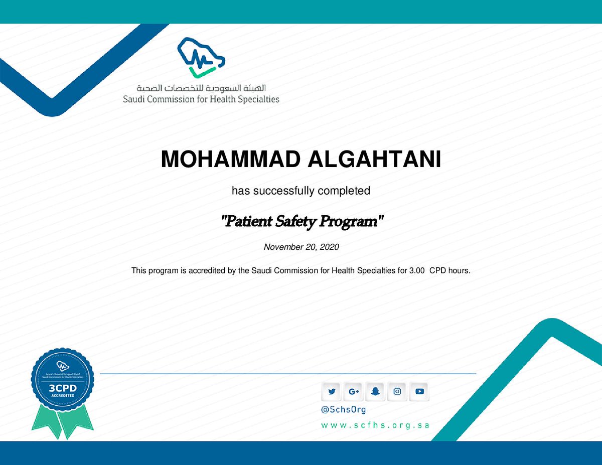 godmah86's tweet photo. 💯إذا حاب ساعات من الهيئة السعودية للتخصصات الصحية "😀  مجانا  😃 "
روح ل @SAUDIPSC  .  إختار Education and Training وبعدها Online patient safety Curriculum. 
بنهاية البرنامج راح تحصل على معرفة وشهادة وساعات CME>
كل التوفيق. لاتنسوني من دعائكم.🙏👇 https://t.co/KZ6Bet1z09