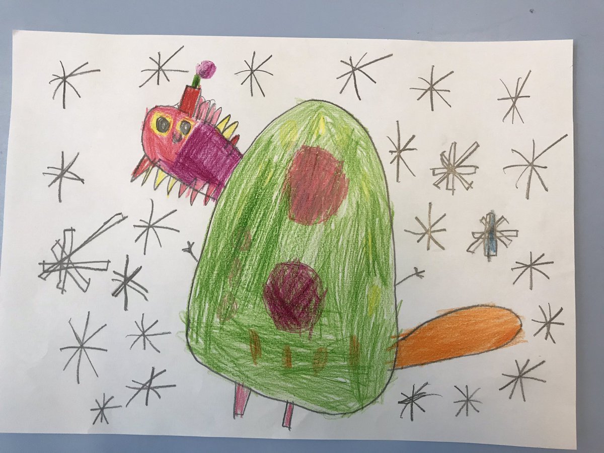 HappisburghSch's tweet photo. This term Silver Birch are reading the novel “The Christmasaurus” by @TomFletcher 
We are loving listening to it daily and were intrigued by a mysterious creature following one of the characters William Trundle, so we decided to predict what it might look like. https://t.co/3c8T8ihEIV