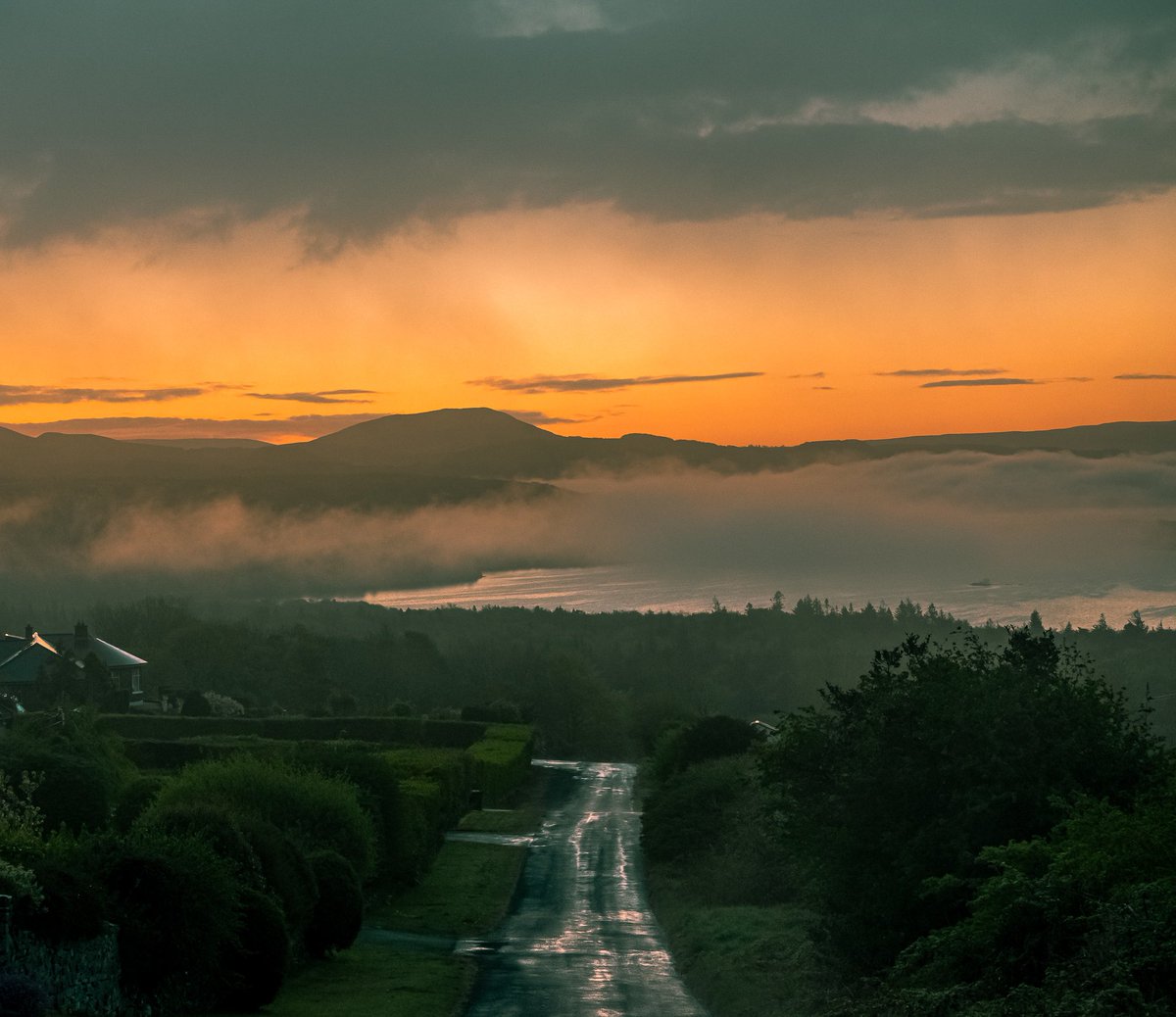 View of a misty Lough Gill just before sunup, from the Green Road #Sligo.