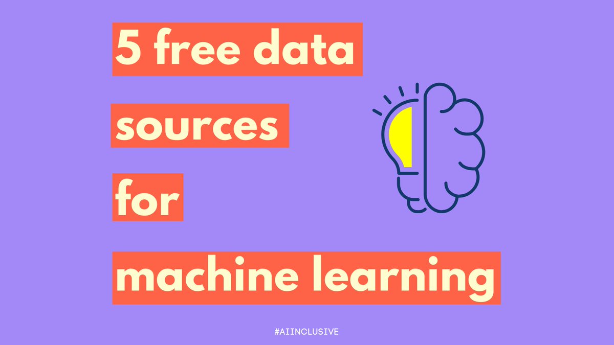 AIinclusive's tweet photo. [EN] 5 free data sources for machine learning 💡💻

//

[PT] 5 fontes de dados gratuitas para Aprendizado de Máquina 💡💻

⬇️🧵

#datascience #MachineLearning #DeepLearning #Python #rladies #pyladies #aiinclusive #datasets #ArtificialIntelligence https://t.co/VE0VxNtmSx