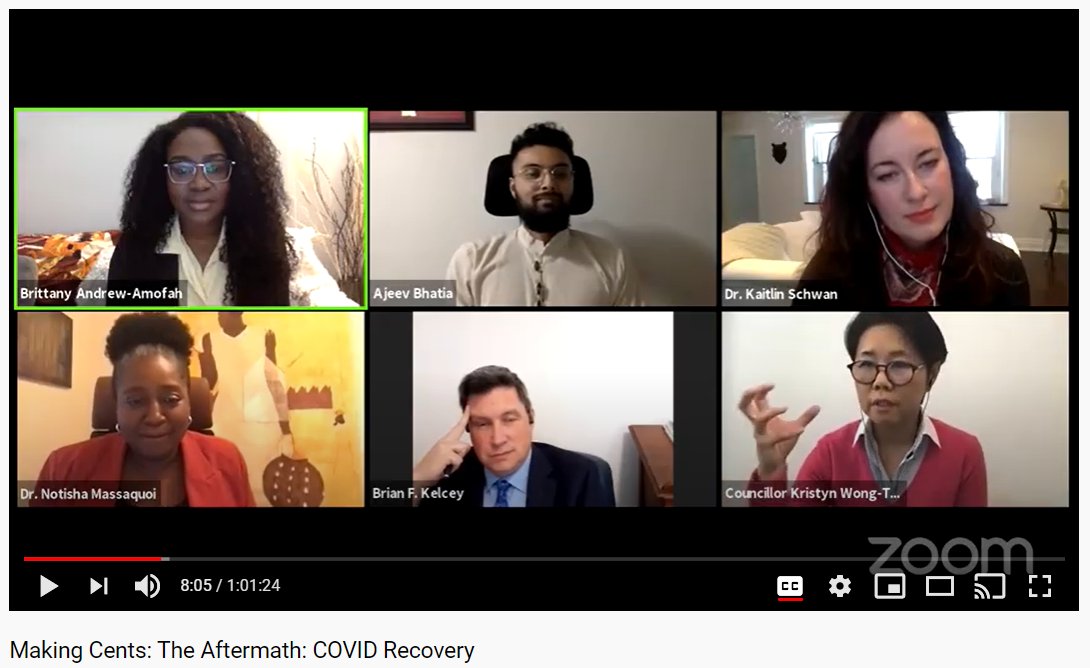 LanrickBennett's tweet photo. Thanking @kristynwongtam for pulling together such a fantastic group for #MakingCentsTO Urging #Tordan constituents to view today's discussion with @BrittanyAmofah @stateofthecity @notishamassaqu1 @ajeevbhatia @KaitlinJSchwan Tagging @paulafletcherto to do the same in #Ward14 https://t.co/jm3YXkacHm