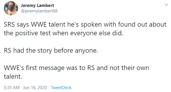 - WWE cancels a set of taping as developmental wrestlers test positive for COVID. WWE employees aren't even immediately told about this, as most only find out when the news hit social media, along with rumours that WWE did not allow the audience to wear masks at a RAW taping.