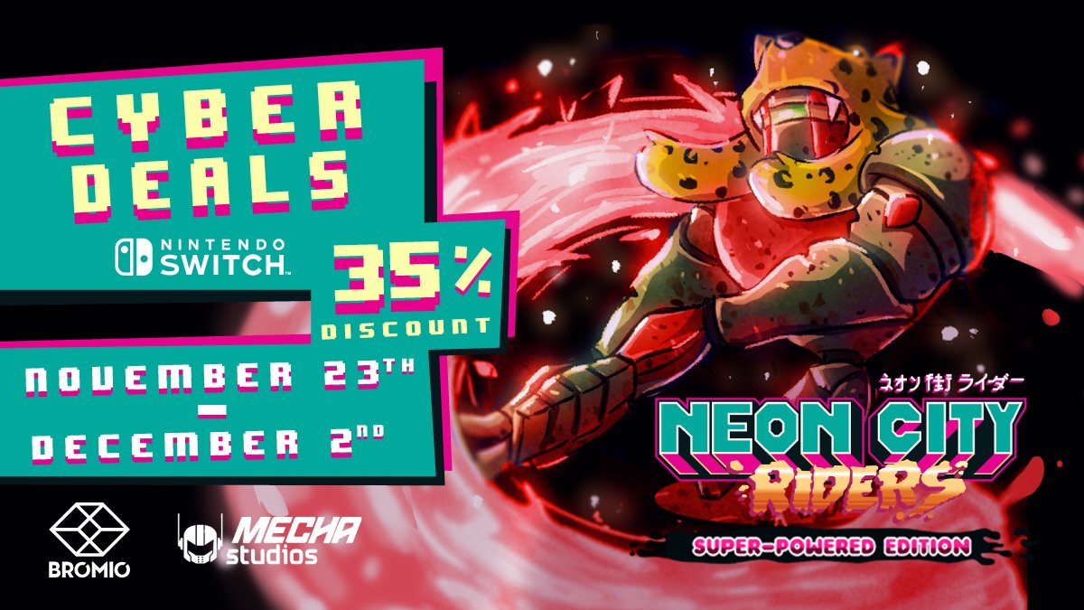 BromioDev's tweet photo. CYBER DEALS FOR YOUR CYBER LIFE

Get #NeonCityRiders at 35% discount, and #Patobox at 75% discount! https://t.co/U8ovmPY2JD
