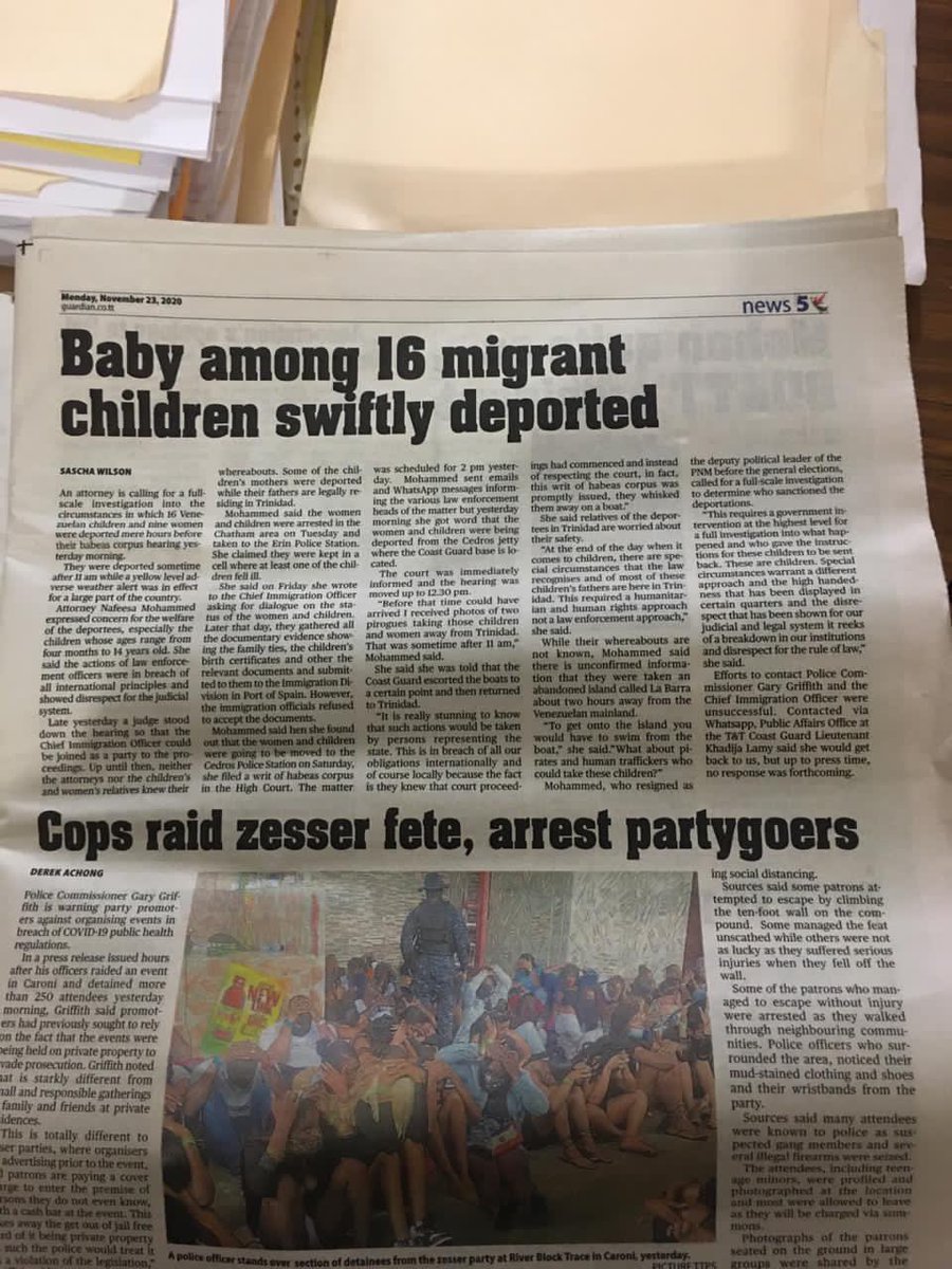 Beadrian's tweet photo. 16 niños venezolanos pudieron haberse quedado sin combustible en alta mar. Fueron deportados por Trinidad y Tobago en una embarcación sin techo en un clima de tormenta. Dijo Nafeesa Mohamed abogada y defensora de DDHH en la isla #DondeEstanLos16 @ACNUR_Venezuela https://t.co/BdYKarcelP