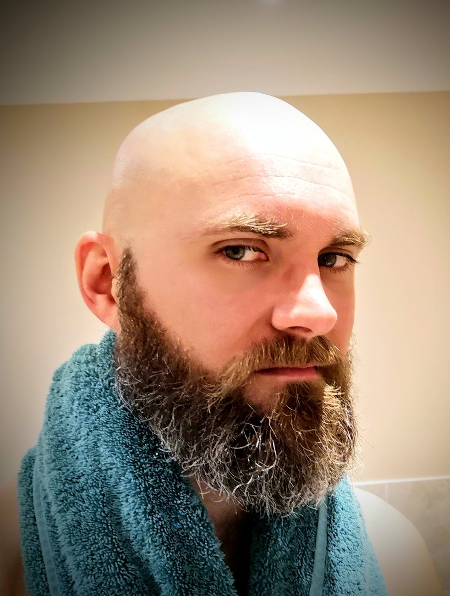 Head freshly shaved. Lime and black pepper coconut oil rubbed in keeps the scalp soft and doesn't peel. #thankfrank for lime. #BEARD #beardedguy #beards #beardedguys #bearded #beardandbald