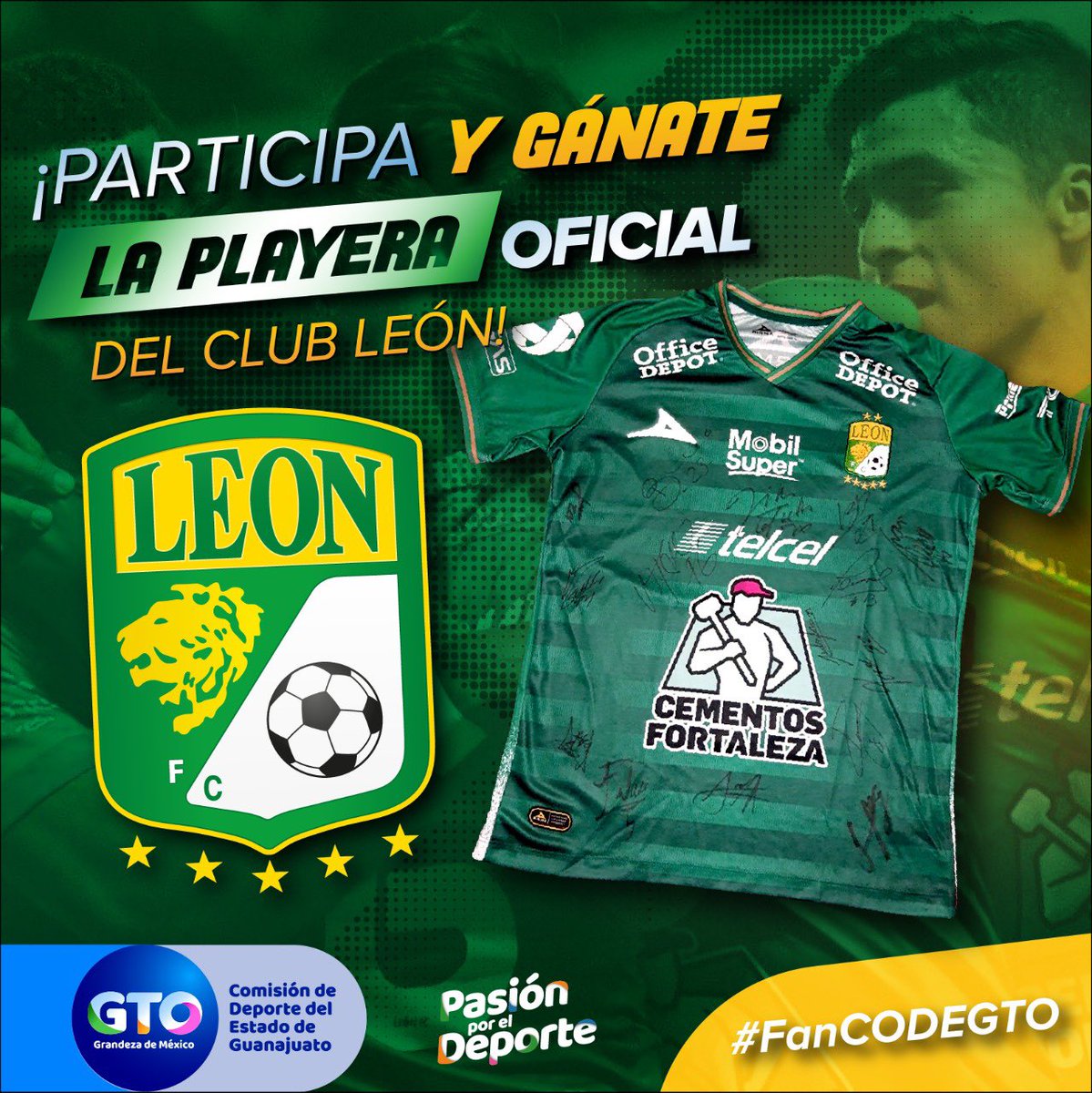 deportegente's tweet photo. #FanCODEGTO ¡Participa y gana la playera autografiada del @clubleonfc!

Lo que tienes que hacer es lo siguiente: 

1.-Síguenos en Twitter. 
2.-Haz RT a esta publicación.
3.-Comenta el marcador final del partido de ida 🆚 Puebla
 
*Ganador/a se elige al azar el día jueves 26/Nov https://t.co/5HDElZikxk