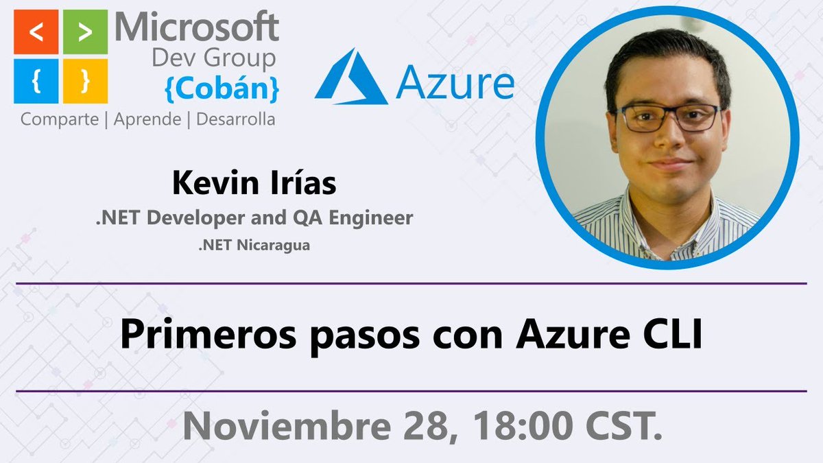 DotNetNicaragua's tweet photo. Chicos esta es la segunda charla que compartimos con los colegas de la hermana república de Guatemala 🇬🇹

No te pierdas el Sábado 28 de Noviembre 📅 a partir de las 18:00 hrs 🕧 en la comunidad Microsoft Dev Group Cobán: "Primeros pasos con Azure CLI" con @Irias_Kevin https://t.co/1f5lbBNTkl