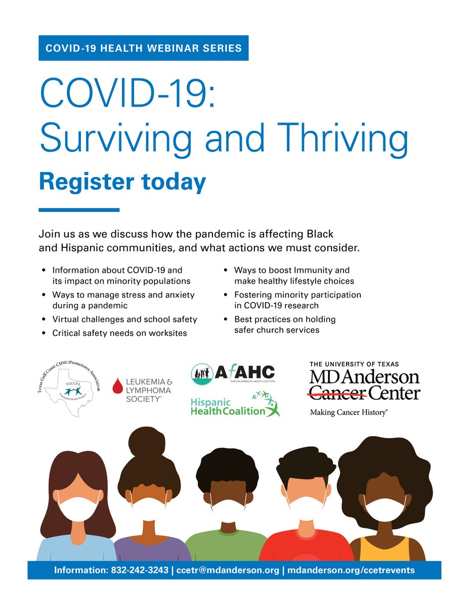 Increase your knowledge of #COVID19. This time is more important than ever to be informed! Register today: mdanderson.org/ccetrevents