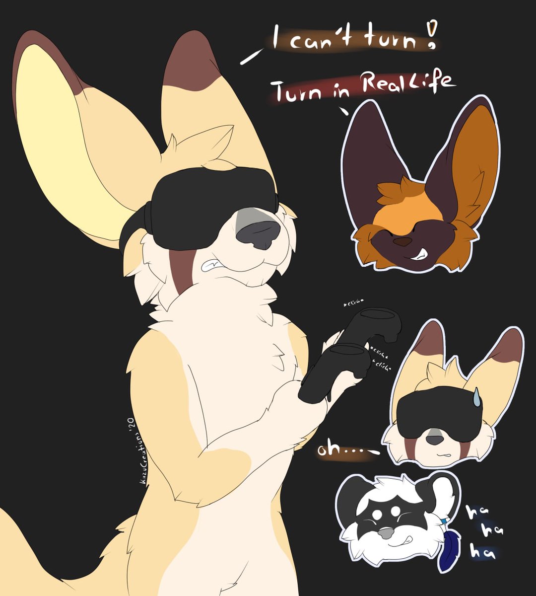 FeatherWorks_'s tweet photo. A quick drawing to sum up the weekend.
Had a friend Pic up and test his vr headset, just to get him. Bamboozled about how to control himself.
#art #vr #furryart #vrstruggles https://t.co/EaMvBAaj3N