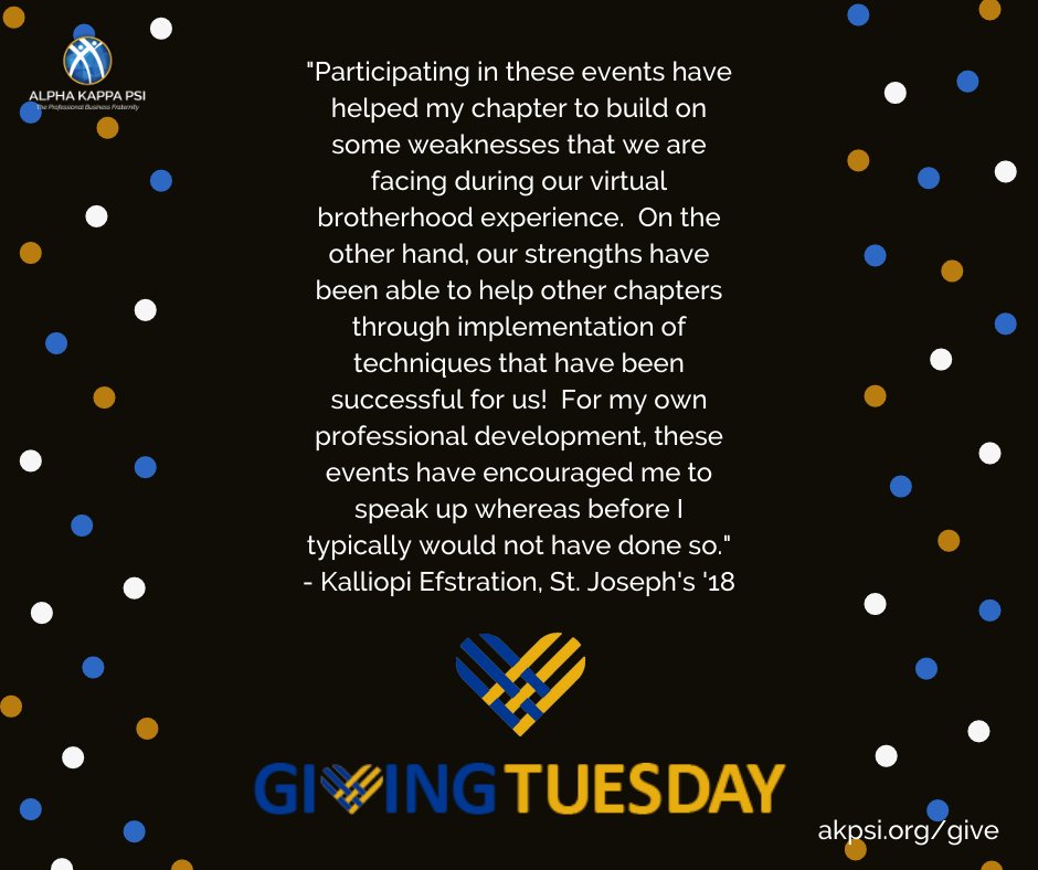 Students like Kalliopi are why we do what we do! Join us and give the gift of education to all of our collegiate members this year! Visit AKPsiFoundation.org/give to support a student today.