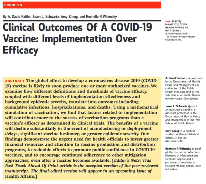 16/ With 3 vaccines & more on way, the baton passes from scientists to govts & pvt firms to get them to people quickly, widely & with public legitimacy.  https://foreignpolicy.com/2020/09/19/the-world-is-losing-the-vaccine-race/2021 mantra: “Vaccines don’t save lives: Vaccination does" ht  @jasonlschwartz https://www.healthaffairs.org/doi/10.1377/hlthaff.2020.02054