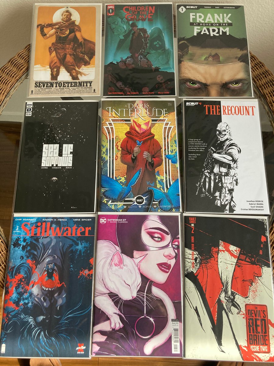 0utsidethe's tweet photo. @poetheir33’s picks of the week of 11/18/20
#SeventoEternity
#ChildrenoftheGrave
#FrankatHomeonTheFarm
#SeaofSorrows
#ADarkInterlude
#TheRecount
#Stillwater
#Catwoman
#TheDevilsRedBride
#BlackMagick

@GiantGenerator @ScoutComics @thevaultcomics @IDWPublishing @ImageComics https://t.co/qDvIimdNZN