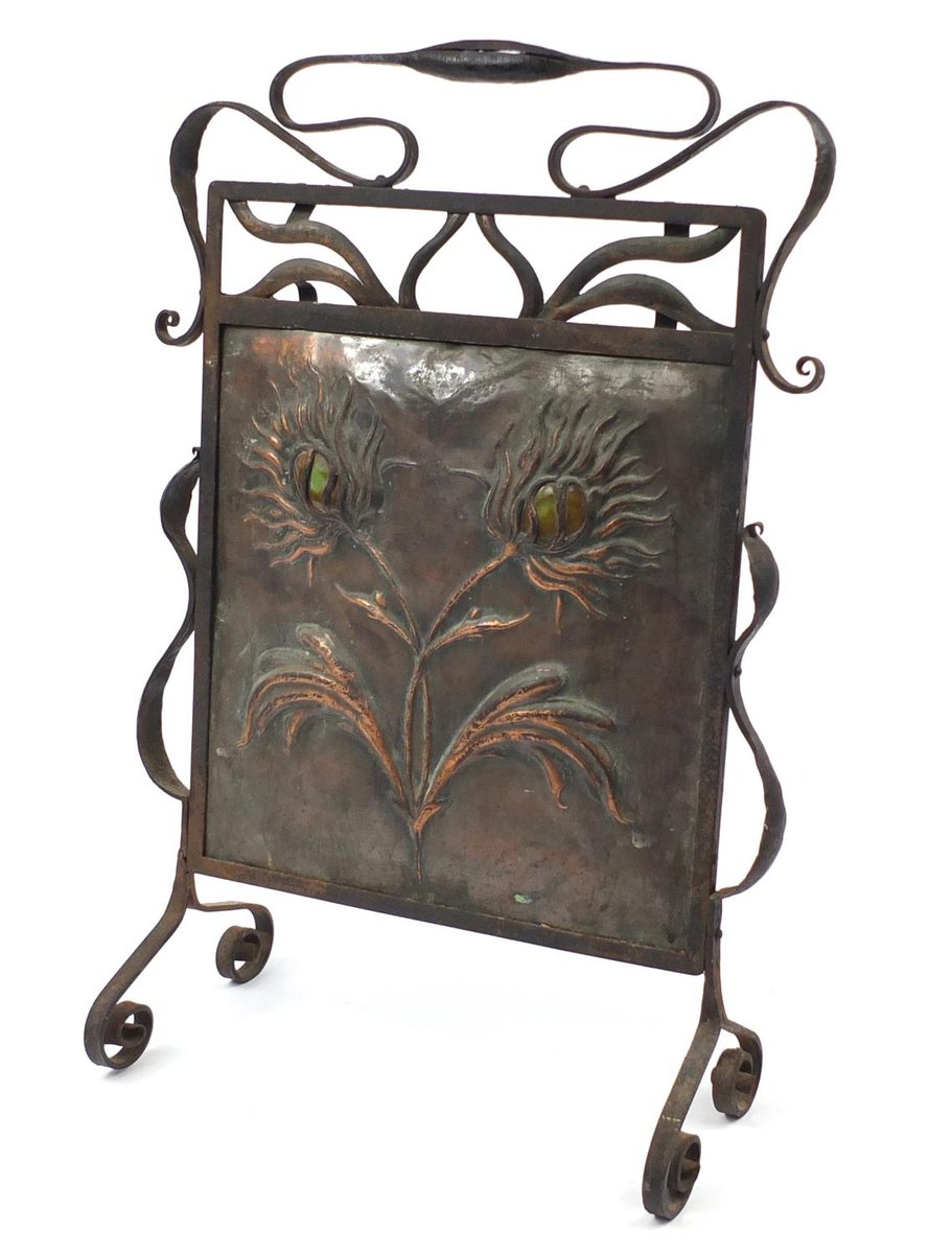 eastbourneauct's tweet image. This Art and Crafts wrought iron and copper firescreen, the hand beaten flowers inset with ceramic panels goes under the hammer in our 5-Day Sale starting at 10am on 27th - check it out here: bit.ly/35BGWRJ

#eastbourneauctions #artsandcrafts #firescreen