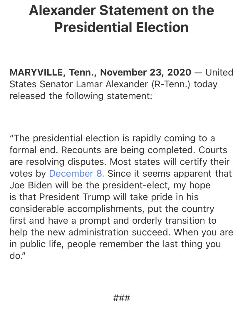 ActorAaronBooth's tweet photo. Outgoing @SenAlexander to @realDonaldTrump: “When you are in public life, people remember the last thing you do.” https://t.co/zMWZesqwIr