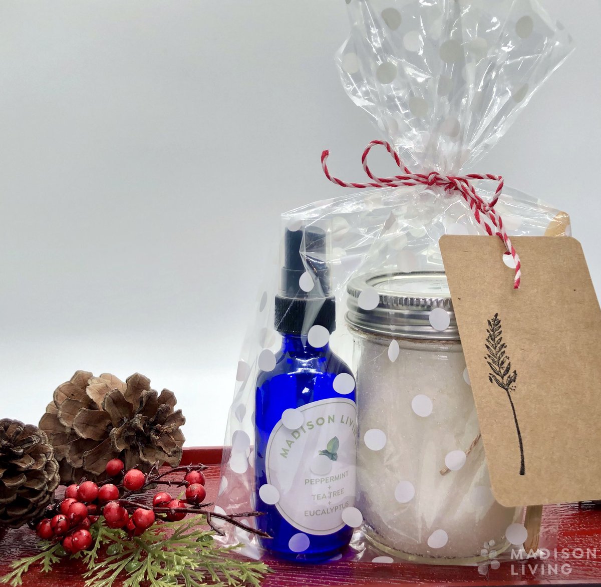 MadisonLivingCA's tweet photo. Say thank you and you care with this Wellness Mini duo kit! Includes disinfect spray + bath scrub or salt soak, and makes a great stocking stuffer.  #shoplocal #holiday #wellness https://t.co/iUqm5iDV3s