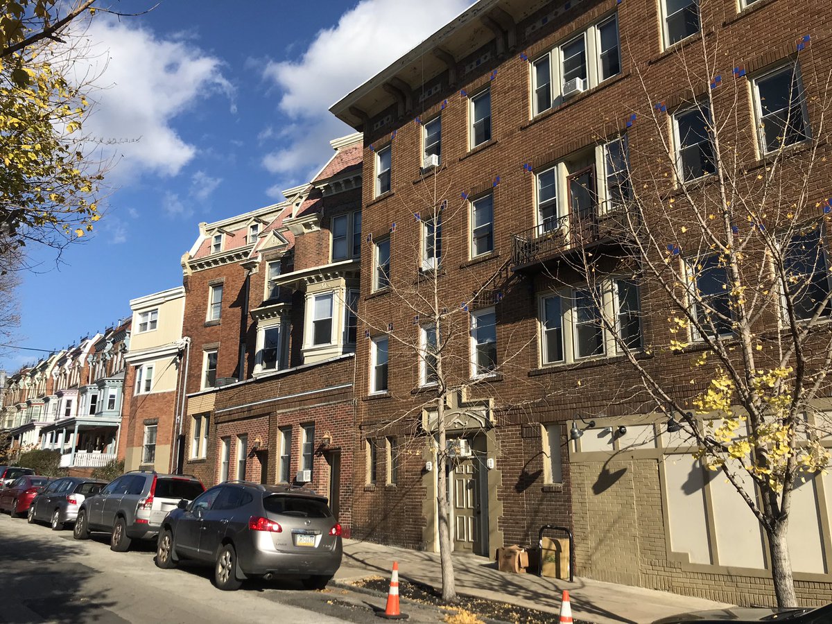 Here’s a photo tour of my favorite street in West Philly: 45th Street between Baltimore and Walnut.We start at Baltimore with this apartment building that seems tacked onto what used to be a couple of townhomes. Or were townhome facades tacked onto an apartment building?