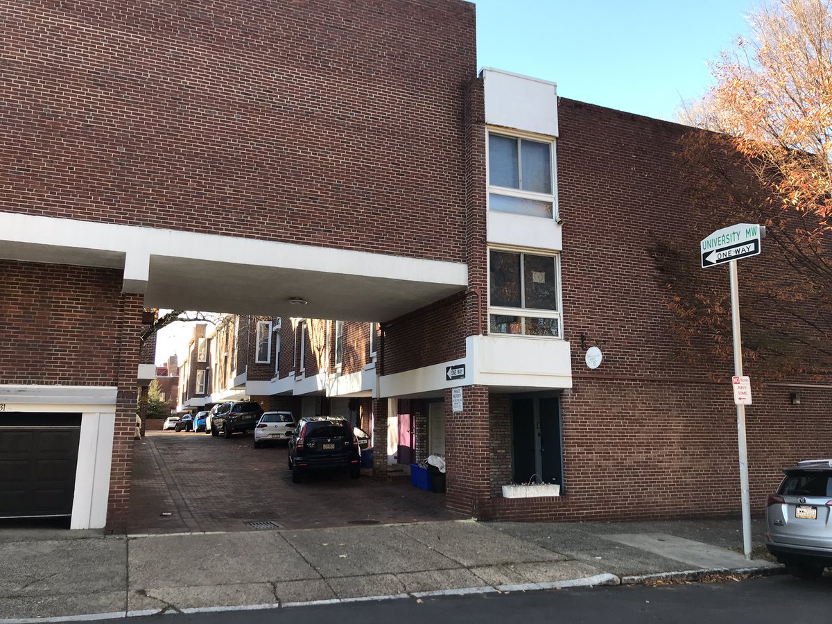 At the intersection with Spruce is a unique modernist townhome development called University Mews. @IngaSaffron has written all about it here:  https://www.inquirer.com/philly/columnists/inga_saffron/redefining-what-a-rowhouse-could-be-in-1962-20170728.html