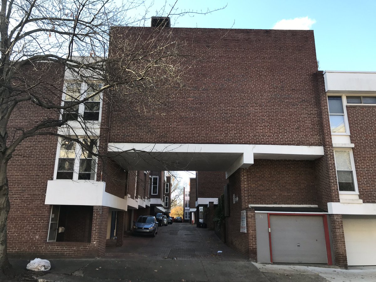 At the intersection with Spruce is a unique modernist townhome development called University Mews. @IngaSaffron has written all about it here:  https://www.inquirer.com/philly/columnists/inga_saffron/redefining-what-a-rowhouse-could-be-in-1962-20170728.html