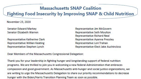 VickyMLRI's tweet photo. 1/ @MassLawReform/@PatMLRI - Thanks to 93 MA orgs who signed onto MA SNAP Coalition letter re. SNAP &amp; child nutrition transition priorities! And THANK YOU to our amazing delegation for sharing our priorities with the Biden/Harris Transition Team!! A thread 👇 https://t.co/Cp8ysUS8Oa