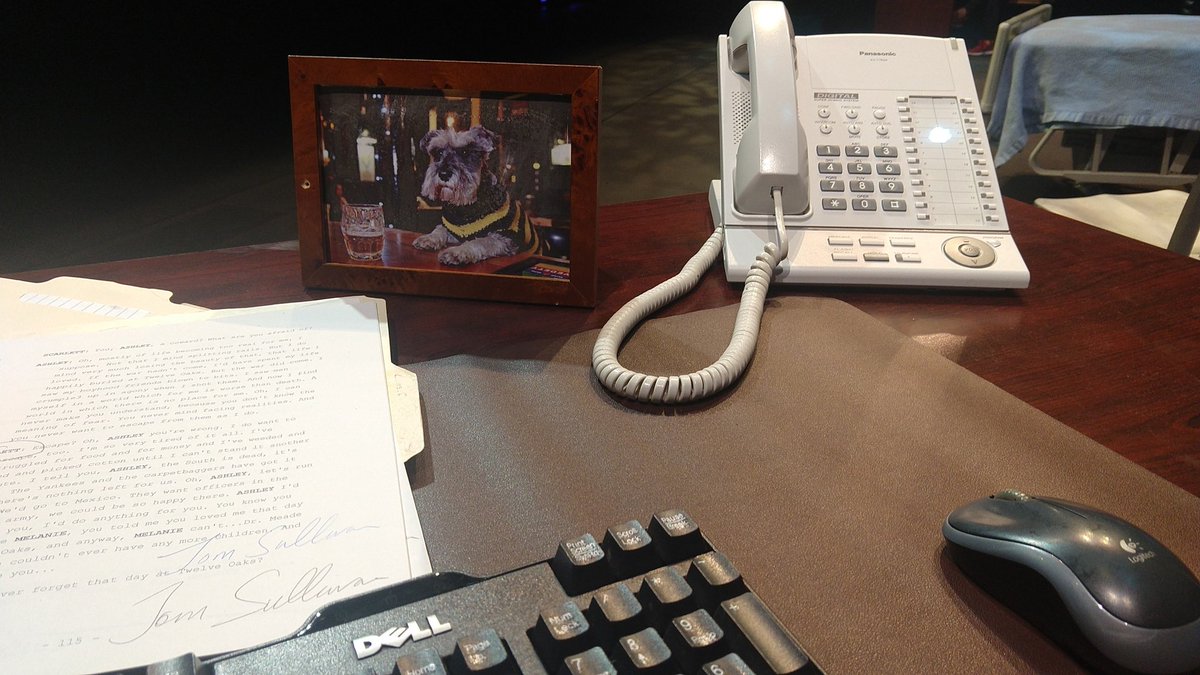 DallasTheater's tweet photo. Back to rehearsal! A peek at my desk as Emily Cratchit. ๐ #actortakeover https://t.co/QqWL8KcbN2