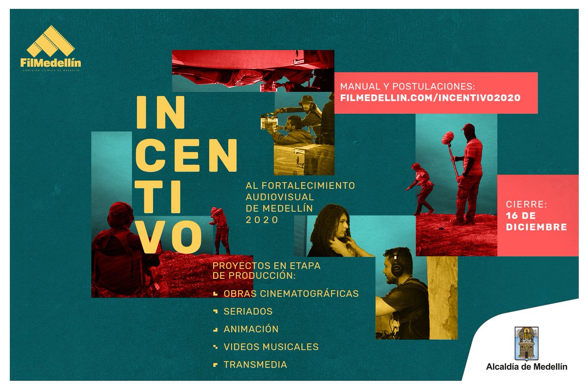 Fortalecemos la producción audiovisual e impulsamos las historias que nos convierten en una #MedellínDePelícula. 
🎬 Ya están abiertas las postulaciones para el Incentivo FilMedellín 2020. Encuentra todas las bases aquí: filmedellin.com/incentivo2020/
