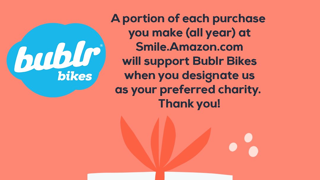BublrBikes's tweet photo. You can make an impact while you shop online.
Shop at https://t.co/Xcix5y65jy and AmazonSmile will donate to Bublr Bikes, at no cost to you. #EasyGiving #Grateful #CommunityDriven #ConnectingMKE #LoveMKE #Bublr https://t.co/RCDL5WHVQy