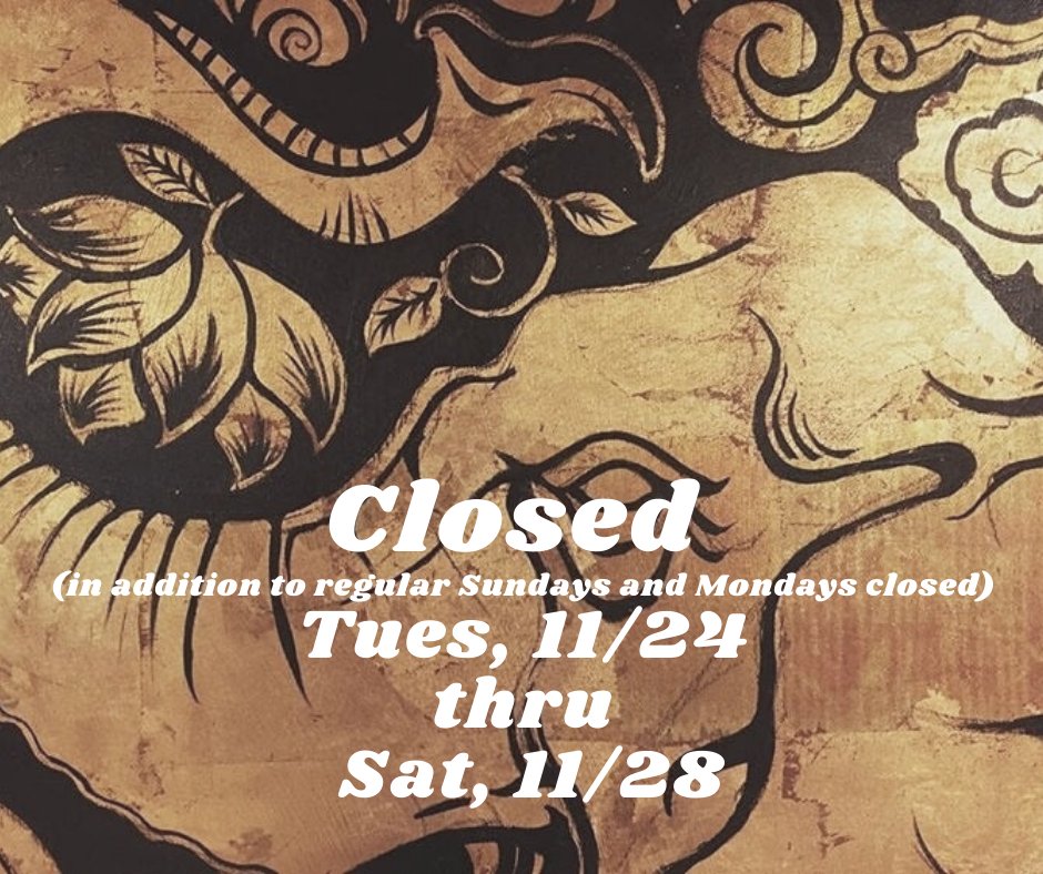 BasilCafePho's tweet photo. Closed this week for the long holiday weekend! Stay safe and enjoy that Turkey Day with your quarantine pod, everyone! Also don't forget to support #SmallBusinessSaturday on 11/28!

See you on 12/1 when we resume with normal business hours for Curbside &amp; Delivery only! https://t.co/TKwTD5mTSh