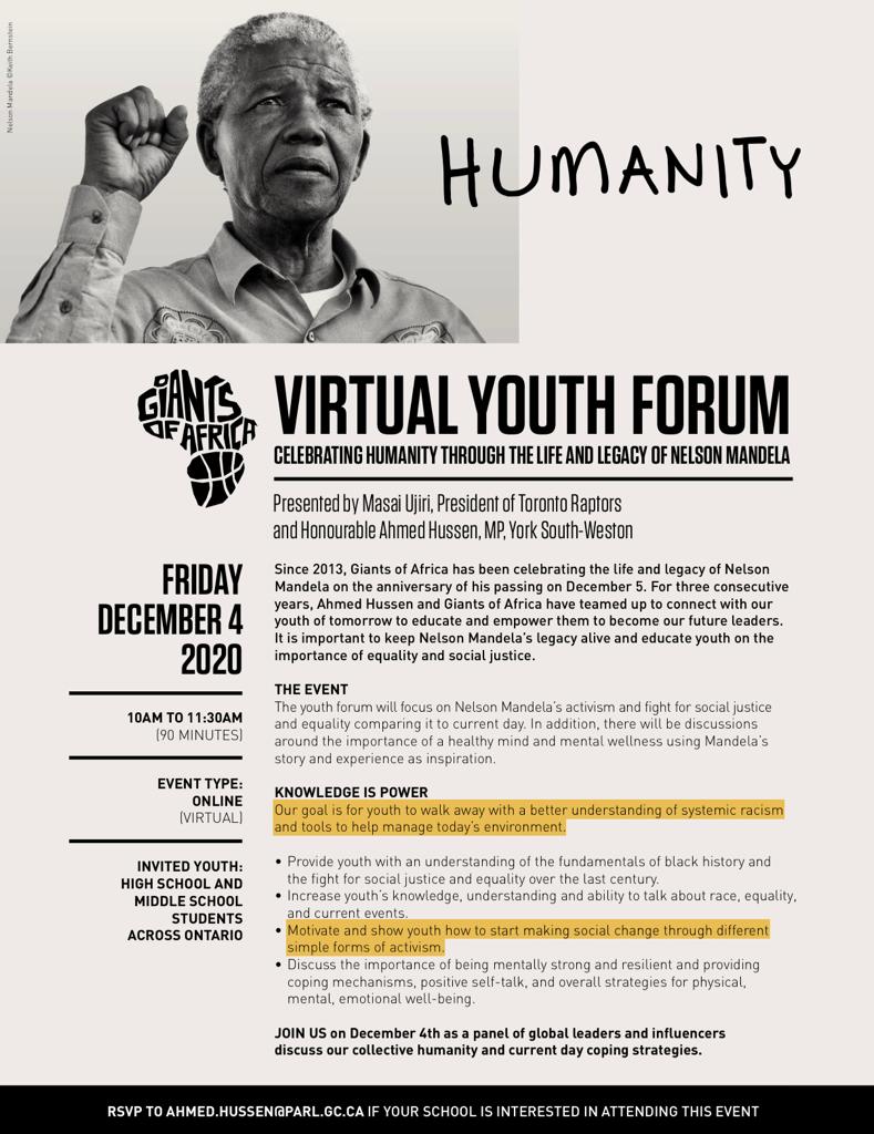 SteveSalfarlie's tweet image. ✊🏾🌍 YOUTH EVENT 

FRIDAY DECEMBER 4, 2020

10AM to 11:30AM (Virtual)

ALL K-12 SCHOOLS ACROSS ONTARIO ARE INVITED TO ATTEND.

@GiantsOfAfrica #MasaiUjiri @LC1_TDSB @LC2_TDSB @LC3_TDSB @LC4_TDSB