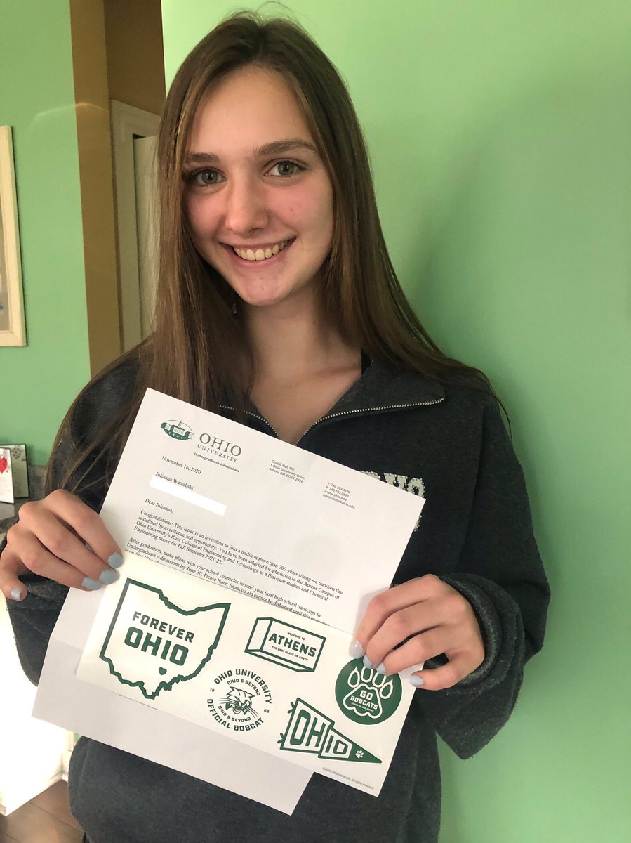 watrobs's tweet photo. My first acceptance letter!!! @ohiou @russcollege Go Bobcats 💚🤍 https://t.co/YY4pKDRtBo