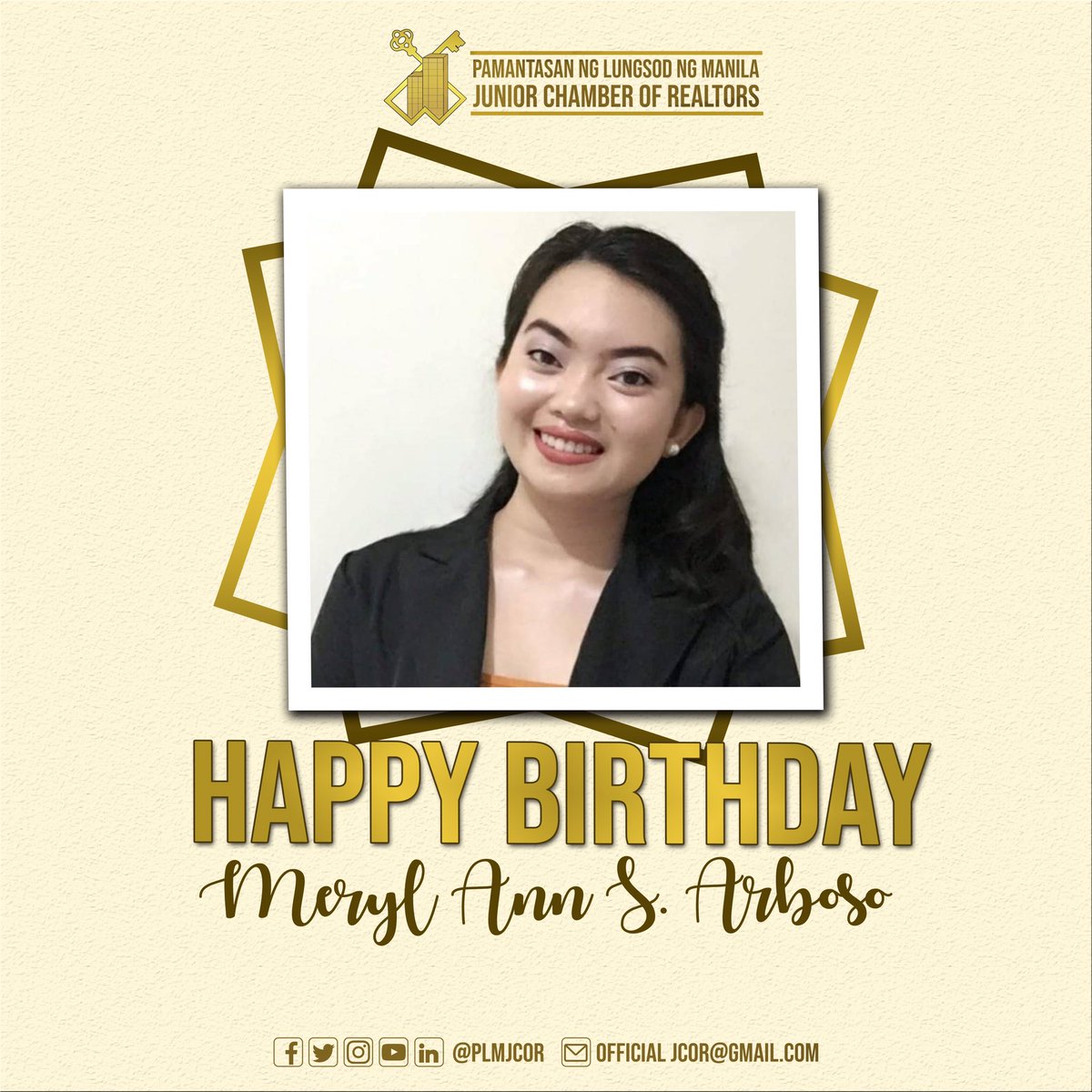 PLMJCOREP's tweet photo. To the woman behind the energetic hosting of JCOR events, one of the fiercest  in Communication Department, Happy Birthday to you, Ms. Meryl Ann Arboso 🎉💖

#JCOR2020
#SCIONDefiantsofGreaterHeights
#BeREMarkable https://t.co/tcXylTyWn5