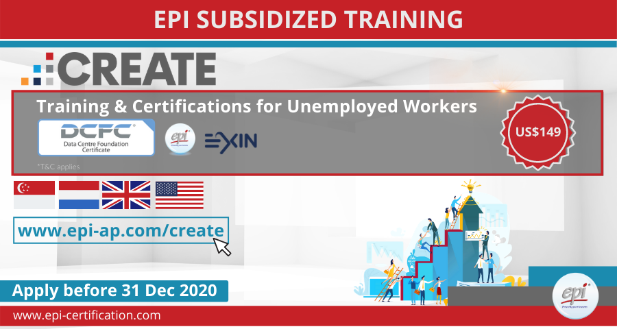 Help us reach as many people as possible. Like/Share and/or tag people/agencies that would benefit!

More info at epi-ap.com/create

<a href="/EXINglobal/">EXIN</a> 
#datacenter #datacentre #epigroup #DCFC #EPICREATE #certification #subsidized #training #employment #jobs #announcement #exin