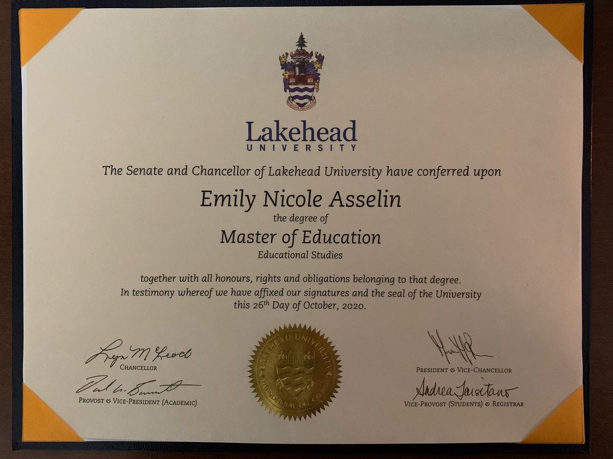 Ms_Asselin123's tweet photo. Although I didn’t get to walk across the stage today, I can officially say I am a Master of Education 👩‍🏫 #LakeheadUniversity #MastersofEducation #neverstoplearning https://t.co/Pu54KEXl21